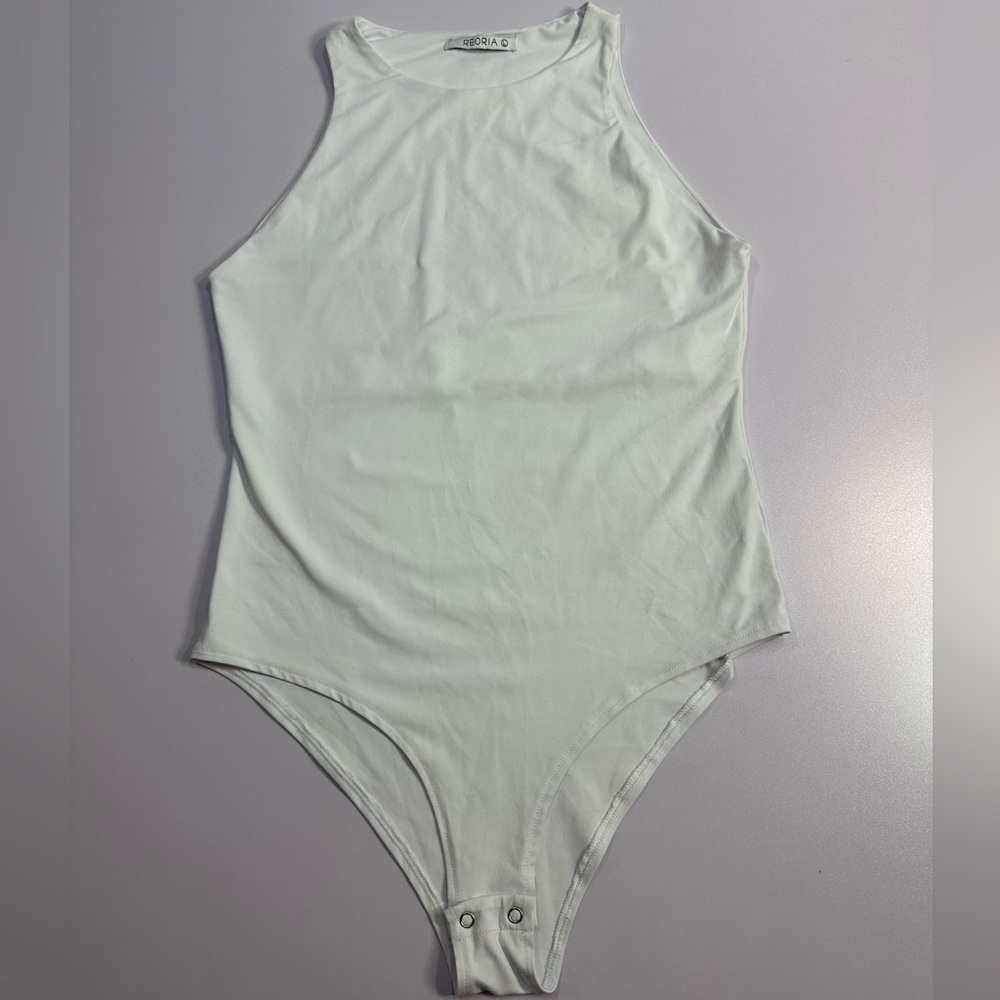 White Sleeveless Bodysuit size Large new double lined